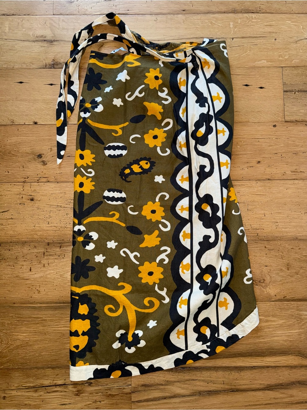 Zara tribal print Wrap Skirt with Yellow & Black Accents M